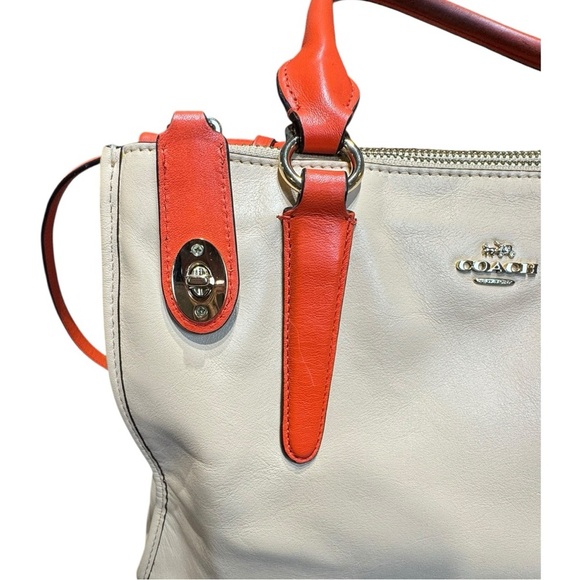 Coach Crosby Leather Carryall Two-Tone Colorblock Crossbody Satchel Bag - Picture 2 of 16